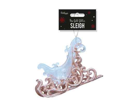 Rose Gold Acrylic Sleigh Decoration