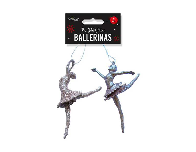 Rose Gold Glitter Ballerina Decorations - 2 Pack