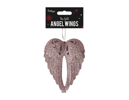 Rose Gold Glittered Angel Wings 14cm x 11cm x 2cm