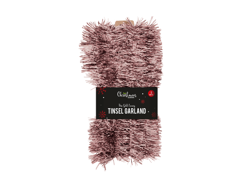 Rose Gold Tinsel Garland 5m