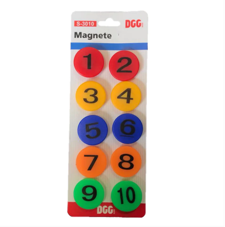 Round Fridge Freezer Magnet Numbers 1 - 10 2.7 cm Pack of 10 Assorted Colours