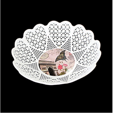 Round Plastic Heart Shaped Fruit Serving Bowl Tray Printed Design 22 cm Assorted Designs