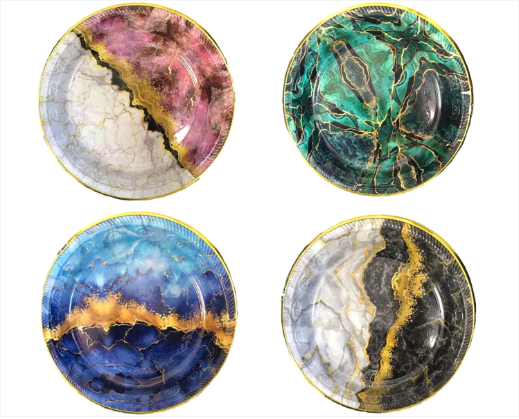 Round Plastic Tray Printed Geode Pattern Design 29 x 3.5 cm Assorted Designs