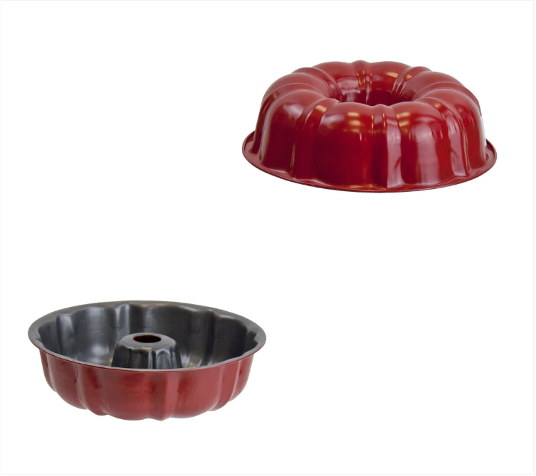 Round Ring Bundt Cake Baking Tin Mould 24 cm Red