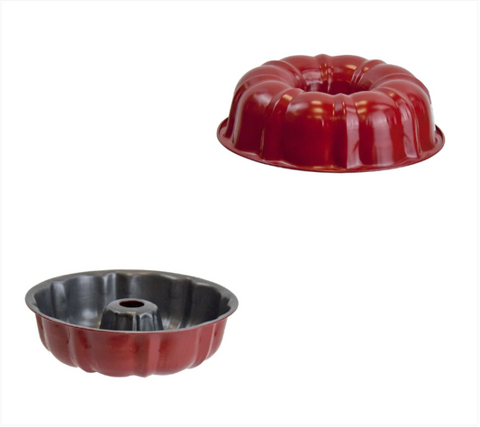 Round Ring Bundt Cake Baking Tin Mould 24 cm Red