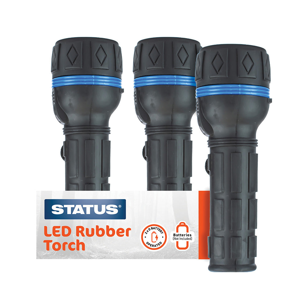 Rubber Torch - 2 x D batteries (not included) - Black - "bulk" - in Colour CDU