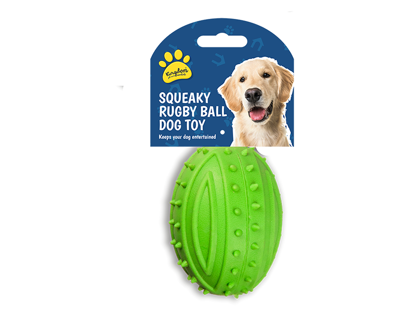 Rubber Squeaky Rugby Ball Dog Toy