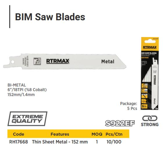S922EF BIM SAW BLADES (PACK OF 5) RTRMAX