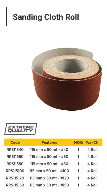 SANDING CLOTH ROLL-115MM*50METER-GRIT80