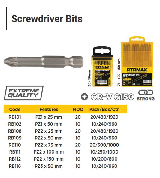 SCREWDRIVER BITS PZ1*25