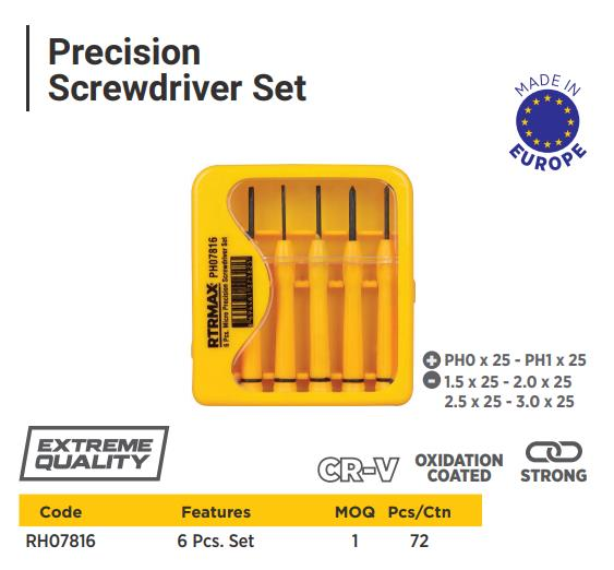 SCREWDRIVER SET 6 PCS RTRMAX