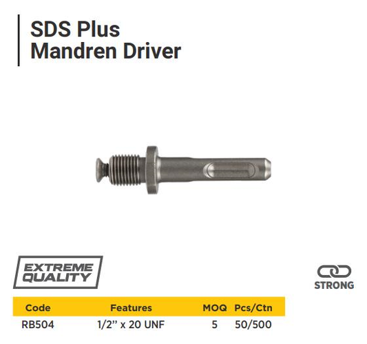 SDS PLUS MANDREN DRIVER 1/2""*20 UNF ( 5 PCS SET )