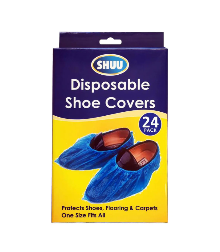 SHUU Disposable Shoe Protective Covers Safety Plastic Boots/Trainers Covers 24 Pack