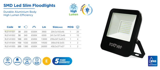 SMD LED FLOODLIGHT, 30W, 3900LM, 6500K, IP65