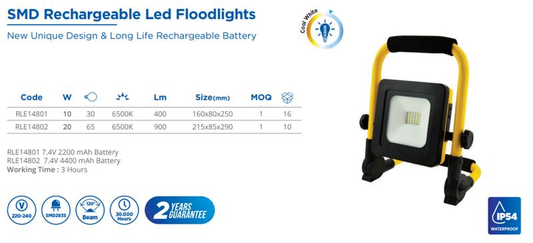 SMD RECHARGEABLE LED FLOODLIGHT,10W,100-240V