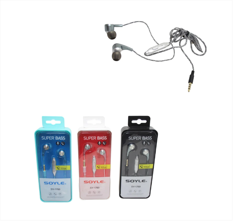 SOYLE Super Bass High Quality Hands Free Handset HD Mic Earphones 1 Pack