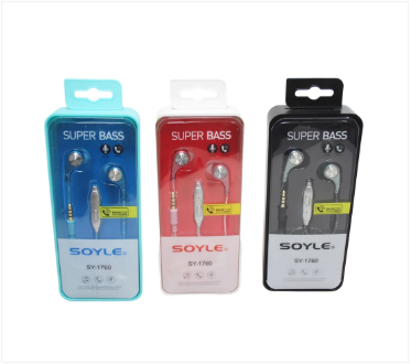 SOYLE Super Bass High Quality Hands Free Handset HD Mic Earphones 1 Pack