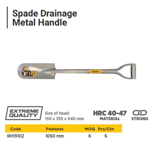 SPADE DRAINAGE METAL HANDLE 1050MM