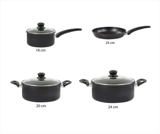 SQ Carbon Steel Cooking Pan Set of 7 Black