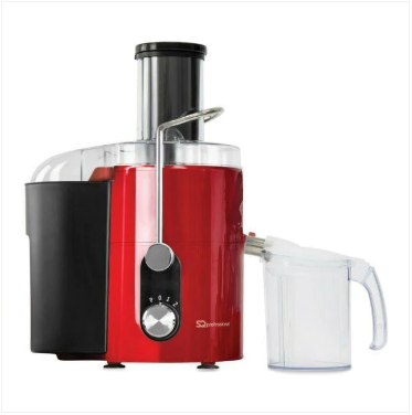 SQ Pro Powerful 800w Power Juicer Whole Fruit & Veg 700ml Jug 1.4L Pulp Collector Red