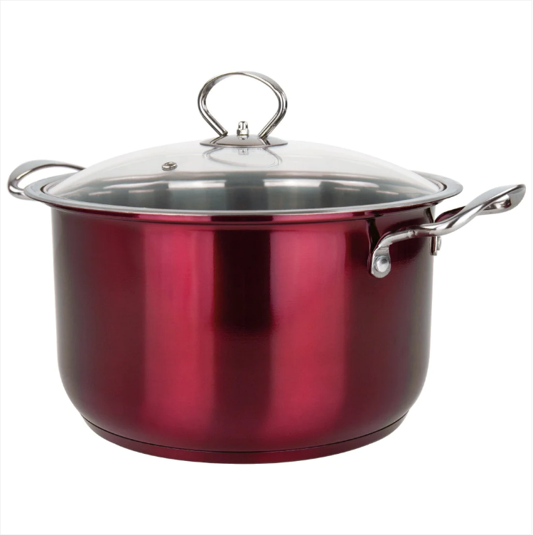 SQ Pro Stainless Steel Stockpot Set of 3 Gems Ruby 10 / 12.30 / 14.60 Litre