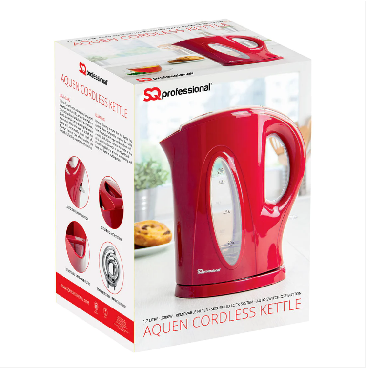 SQ Professional Aquen Fast Boil Cordless Kettle 1.7 Litre 2200W Assorted Colours