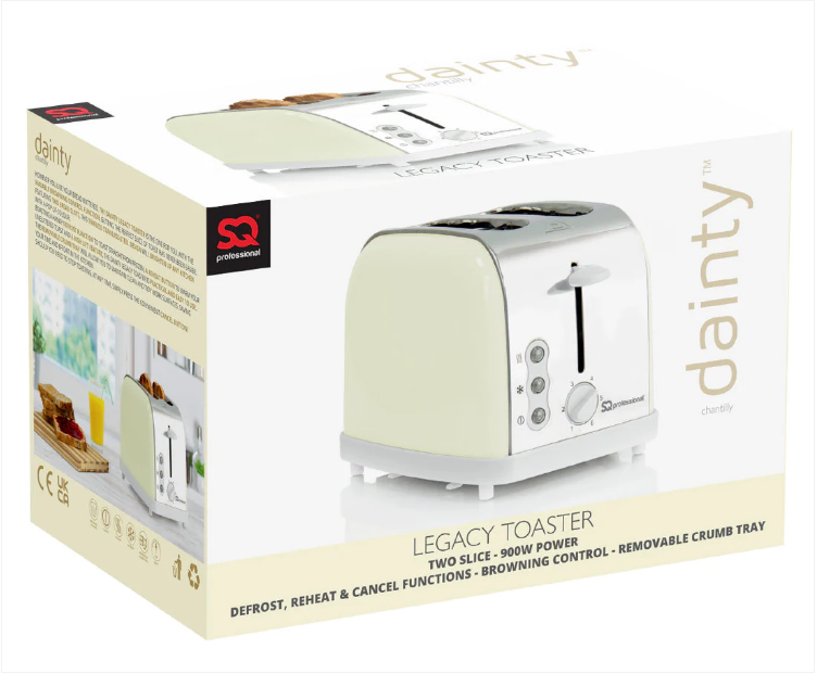 SQ Professional Dainty 2 Slice Toaster 900W Appleblossom