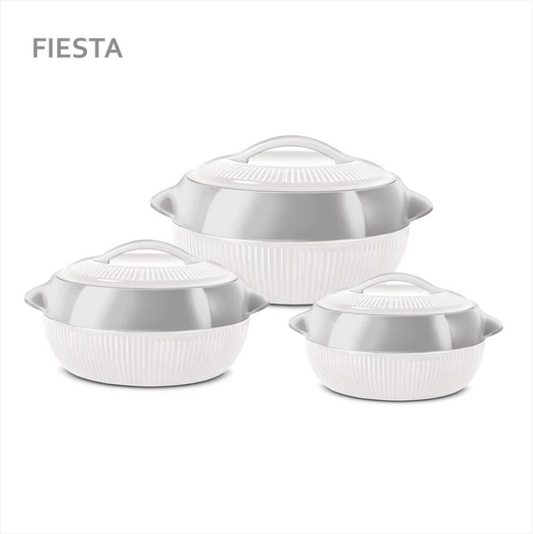 SQ Professional Fiesta Insulated Casserole 3Pc Set White-Silver