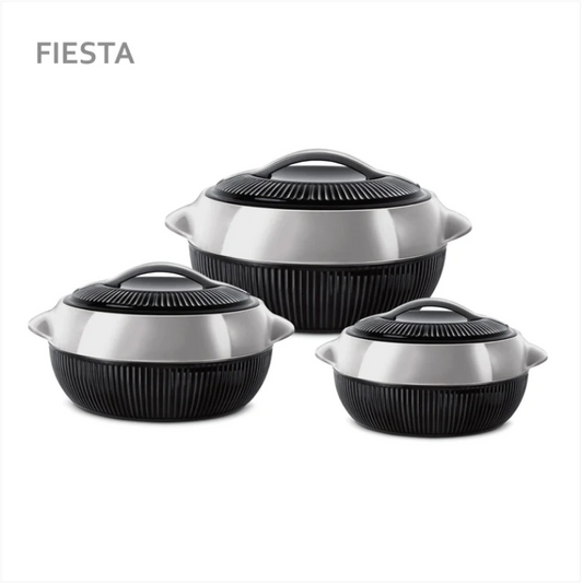 SQ Professional Fiesta Insulated Casserole Set 3pc Black-Silver