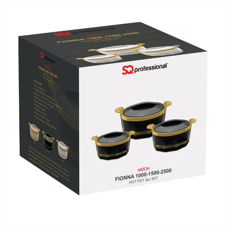 SQ Professional Fionna Hot Pot Set 3pc 1.0 - 1.5 - 2.5 Litre Black