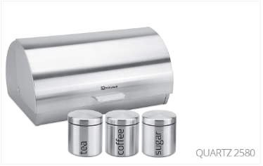 SQ Professional Gems Metal Bread Bin with 3 Canisters Assorted Colours