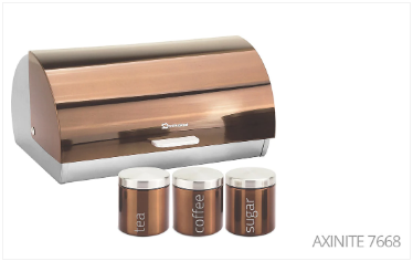 SQ Professional Gems Metal Bread Bin with 3 Canisters Assorted Colours