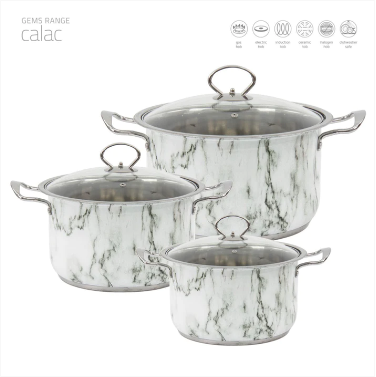 SQ Professional Gems Stainless Steel Stockpot Set 3pc Calac 26-28-30cm