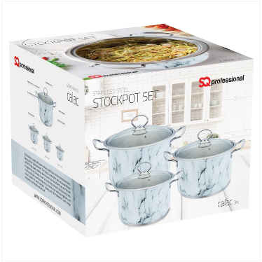 SQ Professional Gems Stainless Steel Stockpot Set 3pc Calac 26-28-30cm