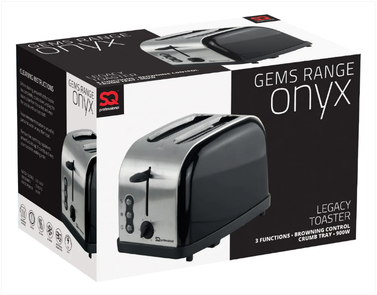 SQ Professional Legacy 2 Slice Toaster 900W Onyx