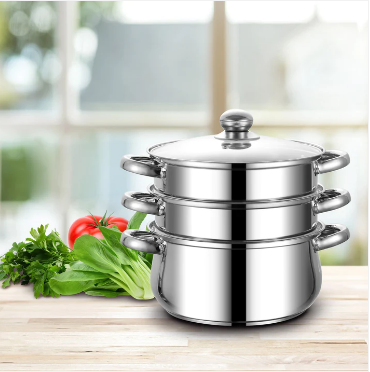 SQ Professional Lustro Stainless Steel Steamer 3 Tier 24 cm 3L