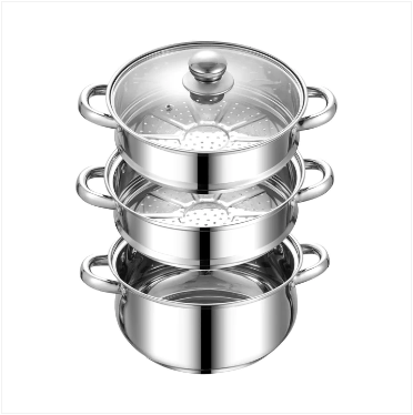 SQ Professional Lustro Stainless Steel Steamer 3 Tier 24 cm 3L