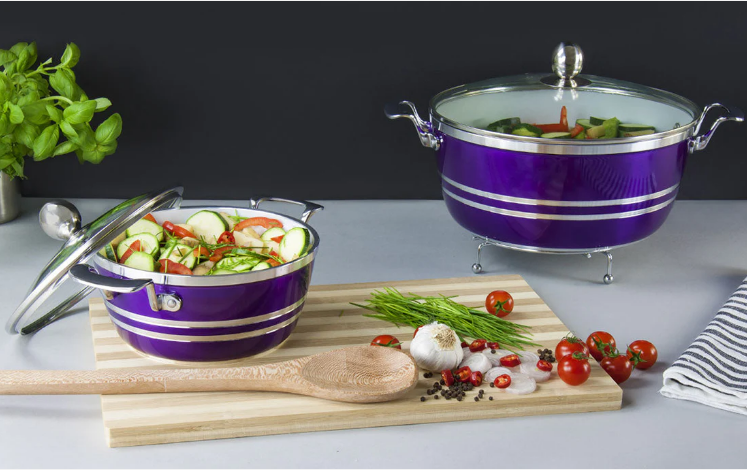 SQ Professional Metallic Die Cast Stockpot Set of 5 Amethyst