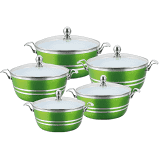 SQ Professional Metallic Die Cast Stockpot Set of 5 Emerald