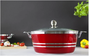 SQ Professional Metallic Die Cast Stockpot Set of 5 Ruby