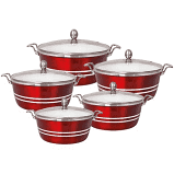 SQ Professional Metallic Die Cast Stockpot Set of 5 Ruby