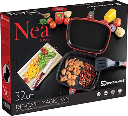 SQ Professional Nea Rossa Die Cast Magic Pan 32cm Double Sided Red