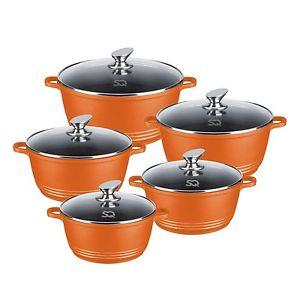 SQ Professional Persimmon Orange Die Cast Non Stick Ceramic Coated 5 Pack