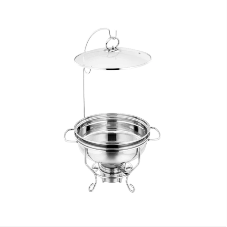 SQ Round Banquet Buffet Chafing Dish with Glass Lid 3.50 L