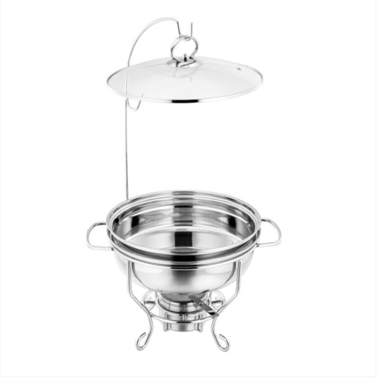 SQ Round Banquet Buffet Chafing Dish with Glass Lid 6 L