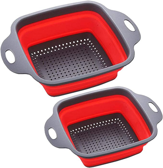 SQ Silicone Folding Colander Square Red 20 x 20 x 8cm