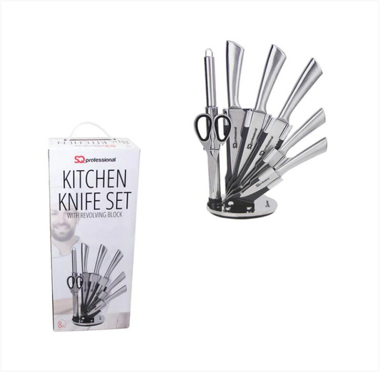 SQ Stainless Steel Kitchen Knife 8 Pcs Set Silver