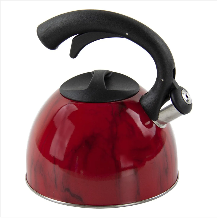 SS Whistling Kettle Marbled Red 3 Litre