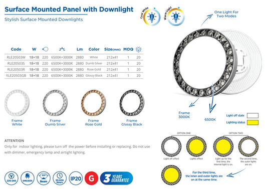 SURFACE MOUNTED SPOT AND DOWNLIGHT, 18+18W, 85-265V, WHITE COLOR