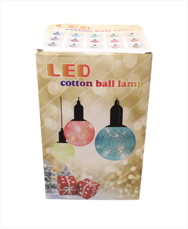 (S) Cotton Ball Ceiling Lamp Battery Operated String LED Indoor Hook Assorted Colours